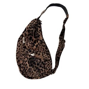 AmeriBag Healthy‎ Back Bag Leopard Print Velour Sling Backpack